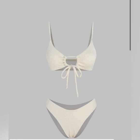 Cider | Cut Out Front Tied Bikini Swimsuit - Picture 2 of 8